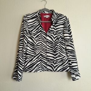 Kelly & Diane 12 Zebra Print Blazer Zip Up Peplum